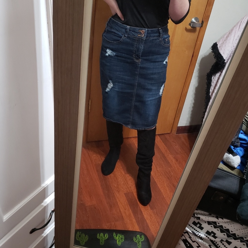 Black suede knee high boots